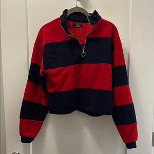 Bershka Cropped Half-Zip Sweater